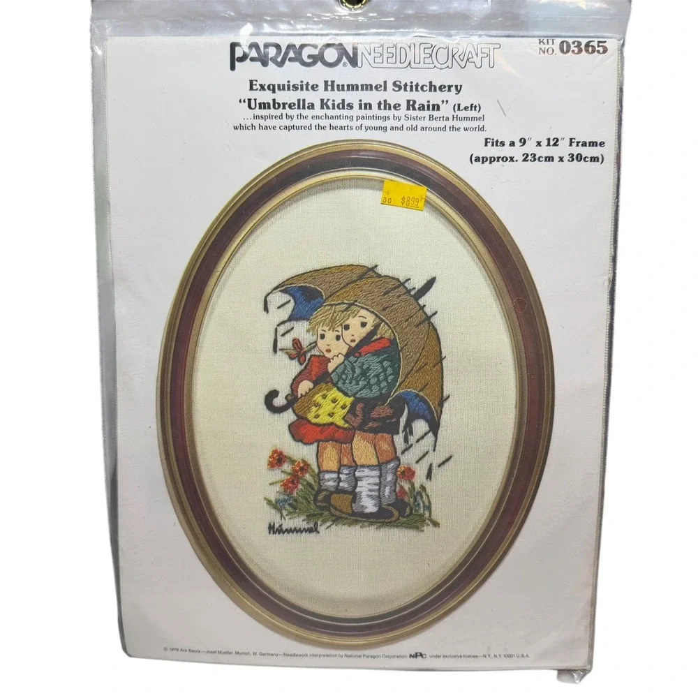 Paragon Needlecraft Hummel Stitchery Umbrella Kids in the Rain Crewel Kit 0365‎